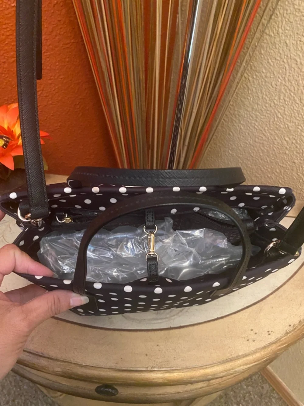 Kate Spade ♠️- EUC-Black/Blue/White Polka Dot Small Loden Blake Avenue Nylon Bag